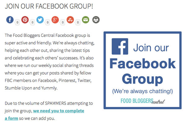 Kutsu verkkosivuston kävijöitä liittymään Facebook-ryhmääsi.