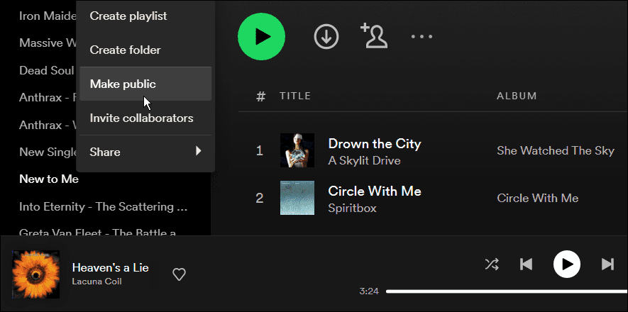 Tee soittolistasta yksityinen Spotifyssa