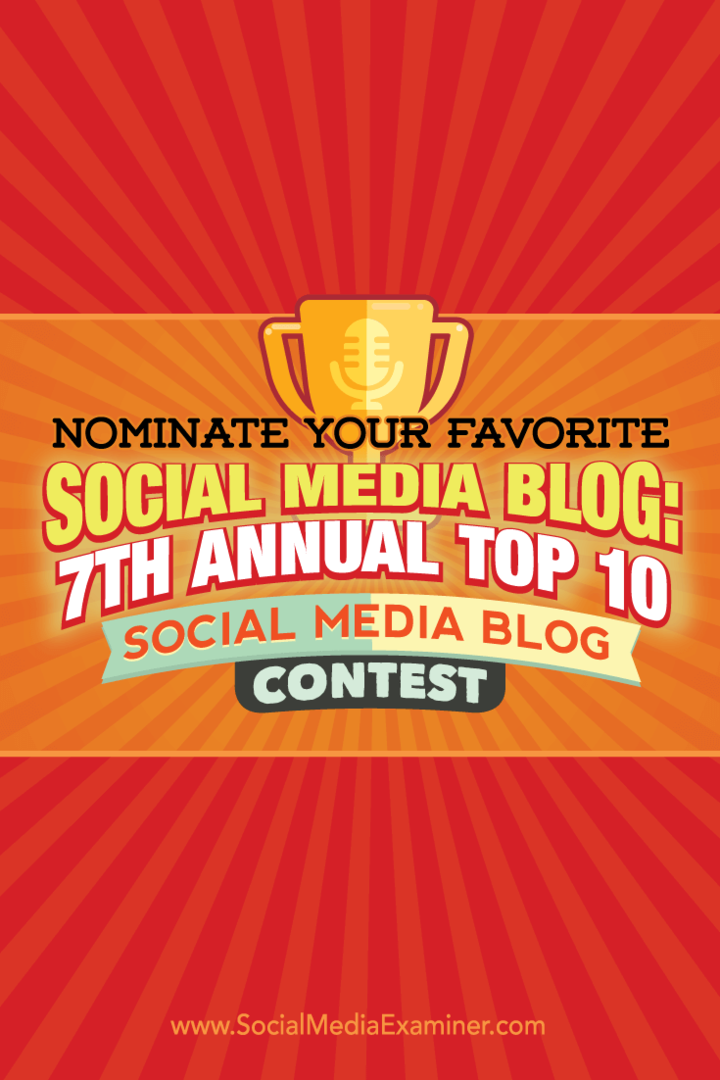 Seitsemäs vuosittainen top 10 sosiaalisen median blogikilpailu