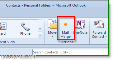 Outlook 2010 -kuvakaappaus - napsauta yhdistämistä