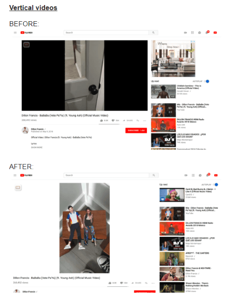 YouTube päivitti vertikaalisten videoiden katselutapaa työpöydällä.