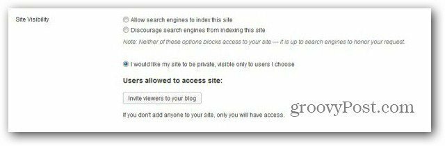 wordpress com tekevät blogista yksityisen kutsumaan käyttäjiä