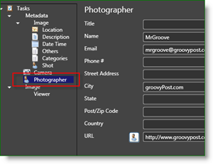Microsoft Pro Photo Tools -valokuvaaja Meta Data:: groovyPost.com