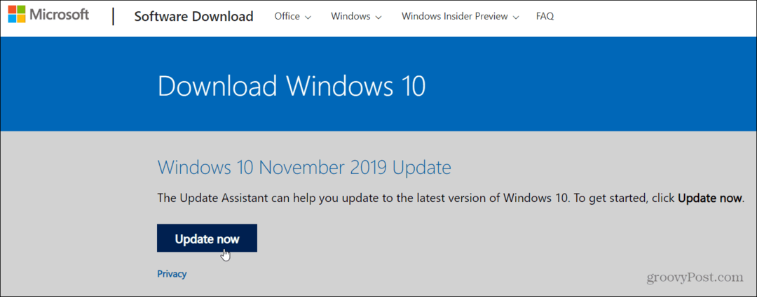Kuinka asentaa Windows 10 -version 1909 marraskuu 2019 päivitys
