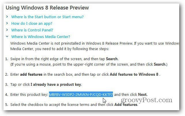 Asenna Windows Media Center Windows 8: n julkaisun esikatseluun