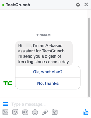 Kun suunnittelet Facebook Messenger -keskustelurobottia, annat käyttäjille vaihtoehtoja opastaa heitä valikoissa.