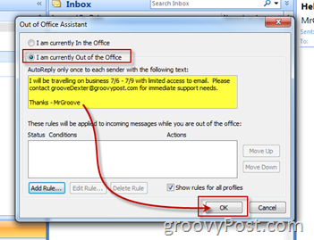 Ota käyttöön Ota käyttöön Microsoft Outlook Out of Office Assistant -automaattinen vastaus