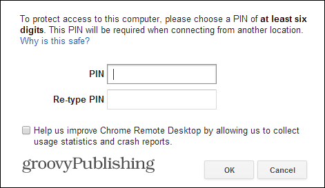 Chromen etätietokoneen PIN-koodi