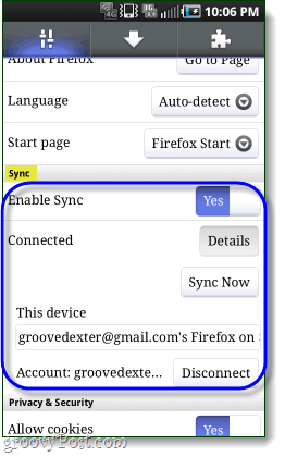 Firefox synkronoidaan Android-puhelimeen