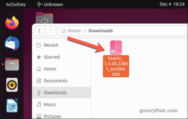 Avaa Microsoft Teams -asennustiedosto Ubuntussa