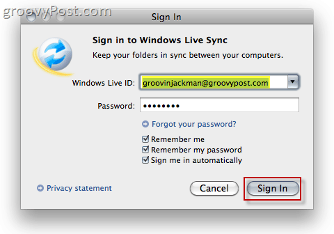 Windows Live Sync Beta OS X: ssä