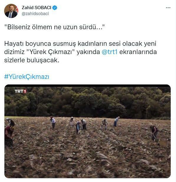 TRT: n pääjohtaja Zahid Sobacı kertoi asiasta sosiaalisessa mediassa