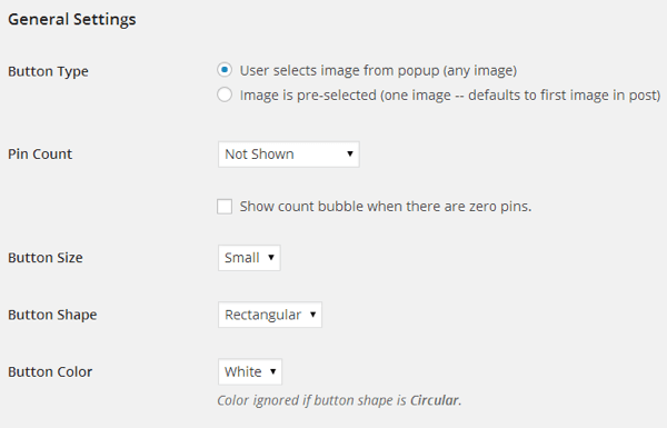 Pinterest Pin It -painike tarjoaa laajan valikoiman mukautusvaihtoehtoja.