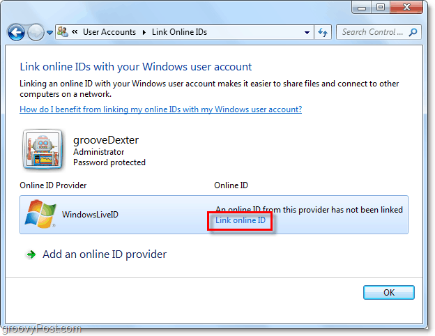 linkitä Windows Live ID Windows 7 -tiliin