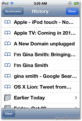 Safari History iPod