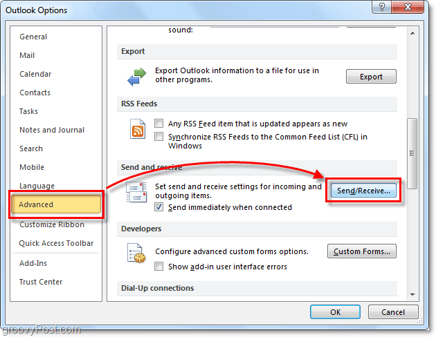 Kuinka ajoittaa automaattinen lähetys / vastaanotto Outlook 2010: ssä