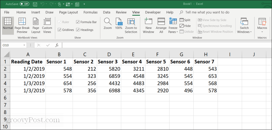 esimerkki excel-taulukosta