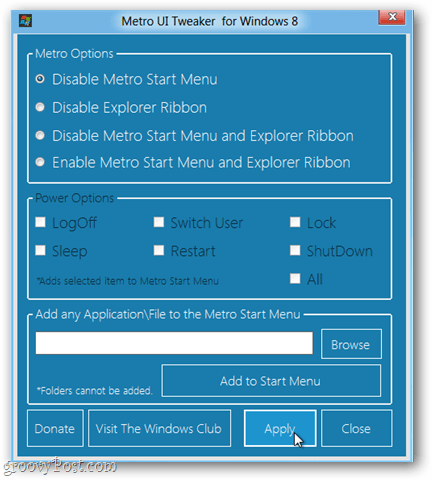 aja metro ui tweaker Windows 8: lle