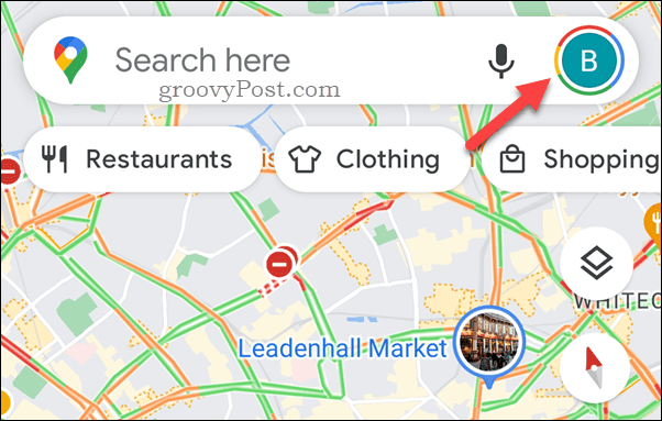 Napauta Google Maps -profiilikuvaketta