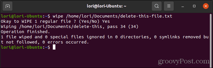 Poista tiedosto turvallisesti pyyhkimällä Linuxissa