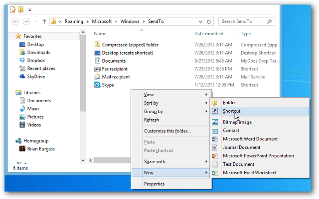 Lisää pikakäynnistys Lähetä kontekstivalikkoon Windows 7: ssä