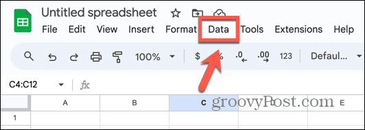 Google Sheets -tietovalikko