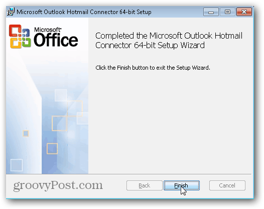 Outlook.com Outlook Hotmail -liitin - Napsauta Valmis