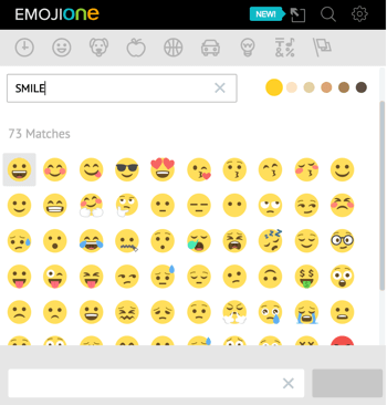 Napsauta yksisarvisen kuvaketta avataksesi EmojiOne-emoji-kirjaston.
