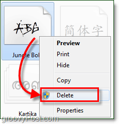 poista fontti Windows 7: stä, kuinka se poistetaan ja poistetaan