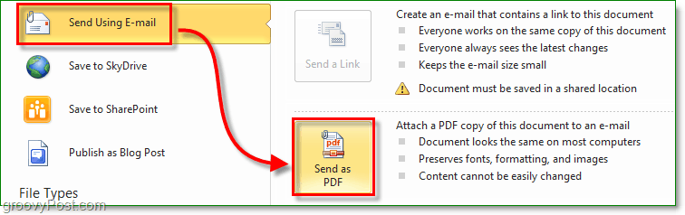 luo turvallinen pdf-dokumentti ja lähetä se sähköpostitse Office 2010: n avulla