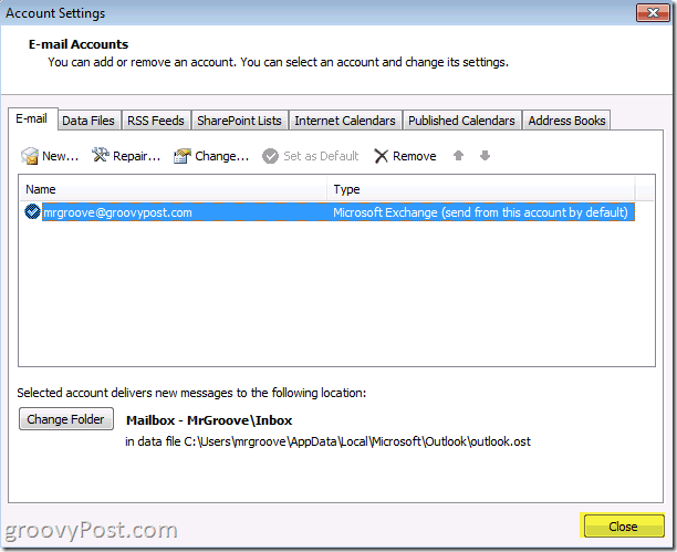Outlook 2010 -näytön sulkemispainike säästääksesi tilisäästöjä