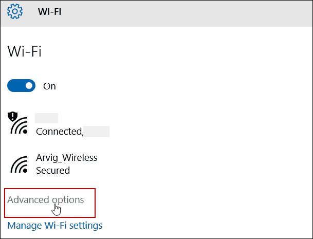 Lisäasetukset WiFi