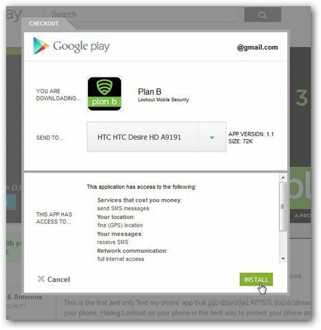 suunnitelma b Google Play -kaupan asennus