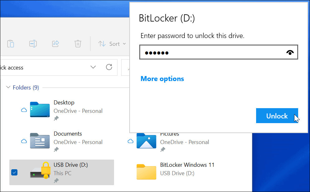 Anna salasana BitLocker-salattu asema