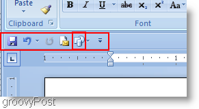 Microsoft Word 2007 -muodot lisättiin pikavalikkoon ja siirrettiin nauhan alapuolelle