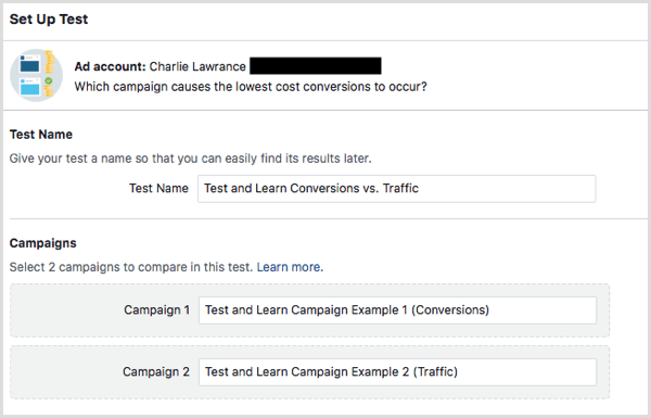 Facebook Test and Learn -työkalu