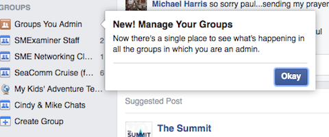 facebook-ryhmät, jotka olet järjestelmänvalvoja