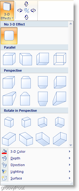 Microsoft Word 2007 -varjotehosteet