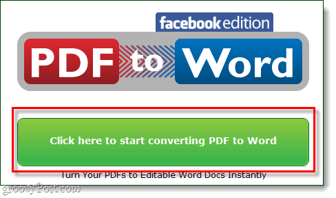 aloita pdf-tiedoston muuntaminen sana facebook-versiona