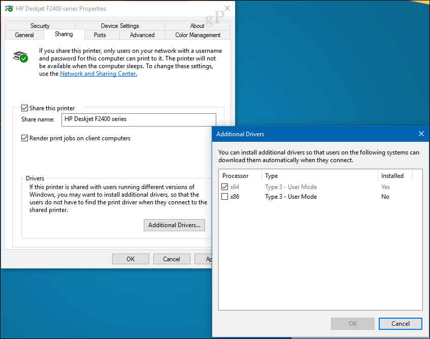 Tulostimen jakaminen Windows 10: ssä