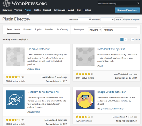 nofollow WordPress-laajennukset