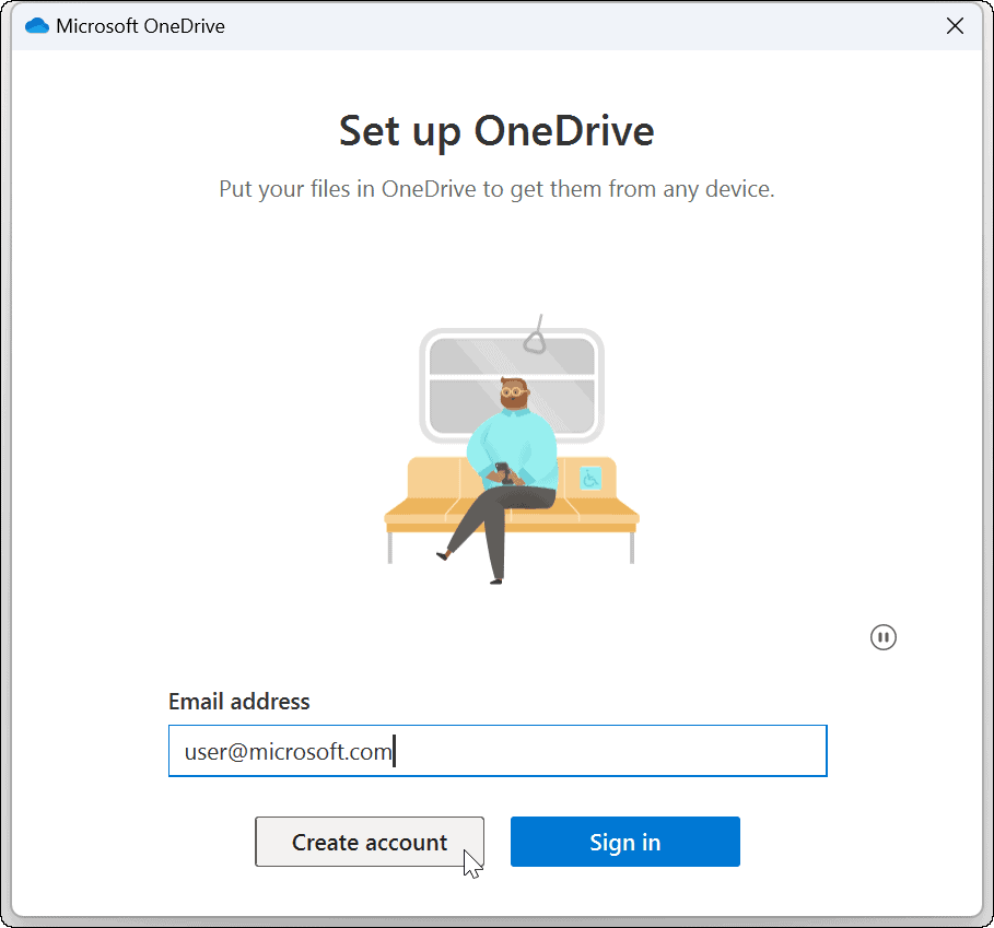 linkitä OneDrive-tili uudelleen
