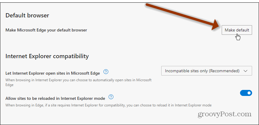 Määritä Edge oletukseksi Windows 11