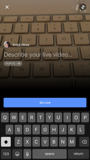 facebook live video -asetus