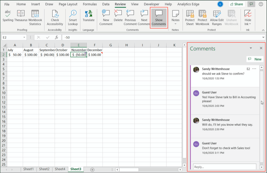 Näytä kaikki kommentit Excelissä