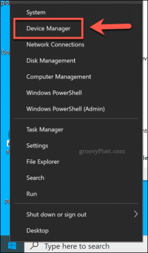 Laitehallinnan avaaminen Windows 10: n Käynnistä-valikosta
