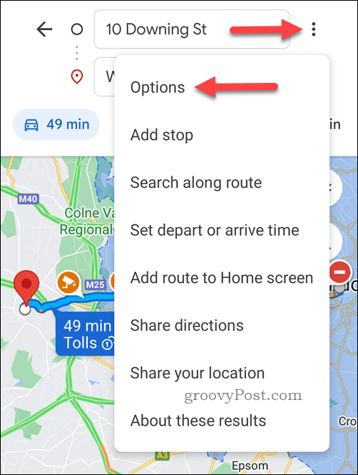 Avaa Google Mapsin reittiohjeet