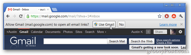 Käytä gmailia oletussähköpostin linkkien käsittelijäksi