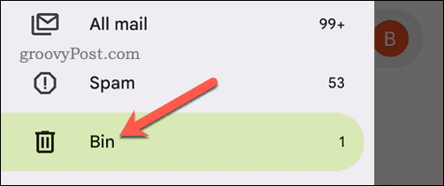 Avaa Roskakori-kansio Gmail-sovelluksessa mobiililaitteella
