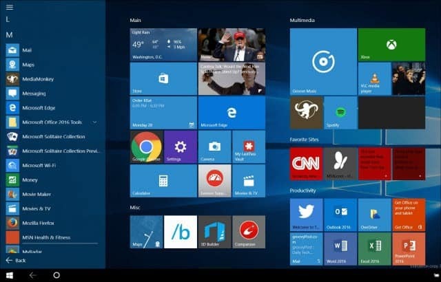 Windows 10 -vinkki: Tee Käynnistä-valikosta Käynnistä koko näyttö